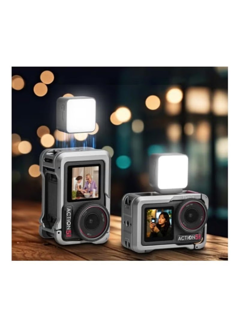LED Video Light for DJI Osmo Pocket 3/Action 5 Pro/4/3，Type-C Charging Port with Powerful Neodymium Magnets Lighting Accessory with Three Color Temperature Adjustments (Black) - Image 2